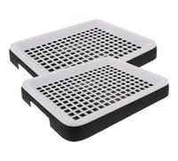 COHEALI Detachable Hamster Litter Box Portable Double Layer PP 2pcs Black | Square Open Tray with Grids, Easy to Use Design, Prevents Getting Stuck, for Hamsters and Squirrels