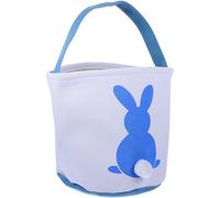 COHEALI Easter Bunny Plush Tail Handheld Basket Blue Easter Candy Bag Treat Favor Bag with Handles for Holiday Egg Hunt and Storage