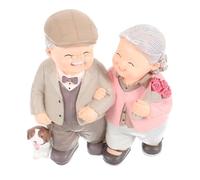 COHEALI Elderly Couple Resin Figurine Love Lasts Home Decor Accent | Miniature Landscaping Ornament, Vivid Sweet Shape for Shelf Display, Multi-colour Collectible Piece Random Color
