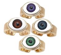 COHEALI Evil Eye Rings Trendy Hip Hop Style Adjustable for Men and Women 4pcs Copper Material with Wear Resistant and Sturdy Design for Party and Prom Accessories