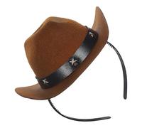 COHEALI Fashionable Soft Non-woven Fabric Cowboy Hat Headband for Pets, Comfortable Western Style Party Accessory in Coffee Colour
