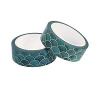 COHEALI Fish Scale Washi Tape 2Pcs Set, Gold Foil Mermaid Pattern Decorative Adhesive Paper Tape for DIY Crafts, Party Supplies, Scrapbooking and Journaling