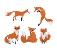 COHEALI Fox Sew on Patches for Clothing 5Pcs Small Embroidered Iron on Patch Set 6.5X2.8cm Creative Foxes Design for Jeans Hats Bags DIY Accessories