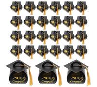 COHEALI Graduation Hat Candy Holder with Tassel 50pcs Paper Candy Boxes Light Weight and Not Easy to Tear and Small Items Gift Favour Boxes for Graduation Week Party Decorations
