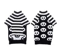 COHEALI Halloween Dog Sweater Skull Stripe Sleeve M Acrylic Fibres | Warm Autumn Winter Wear, Easy to Put on Collar or Harness, Black Size for Pet Owners