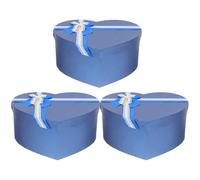COHEALI Heart Shaped Flower Box 3pcs Set with Lid Blue Wrapping Box for Valentine'S Day Festival Present Packaging and Flower Arrangements