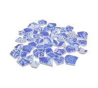 COHEALI Irregular Porcelain Ceramic Mosaic Tiles, Vintage Blue and White Broken Tile Chips for Wall Décor and Kitchen Backsplash, Scratchproof Artistic Craft Supplies