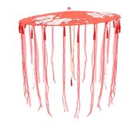 COHEALI Japanese-style Wooden Handle Umbrella with Silk Cloth Canopy Waterproof Classic Decorative Umbrella for Home Decoration and Festival Party Use Elegant Red Outdoor