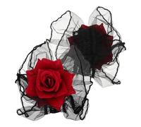 COHEALI Lace Wrist Wraps 1 Pair Black Elastic Fingerless Gloves Skin-friendly Material Stylish Elegant Design for Women Halloween Masquerade Party