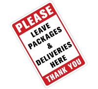 COHEALI Leave Packages Here PVC Adhesive Sign Water-Resistant Wall Decal for Parcel Drop-Off Outdoor and Indoor Use Large Visible Storage Sign