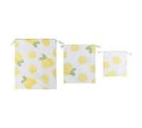COHEALI Lemon Close and 3pcs Bag Storage Cotton Drawstring to Linen Pouch with Large Capacity and Easy Open Portable for Cosmetic Party and Shopping Use