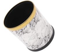 COHEALI Marbling Trashbin Plastic Garbage Can with Double Layer Design for Bathroom and Home Featuring Fixing Garbage Bag