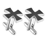 COHEALI Mens Cross Shape Alloy Cufflinks for Shirts, 1 Pair Black Button Covers Highlighting Suit or Shirt's Look, for Business Partnerships and Anniversary Gifts