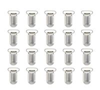 COHEALI Metal Suspender Clips 20mm, Adjustable Strap Clips for Baby Clothes and Crafting Accessories, Fasteners with Plastic Teeth for Bibs and Holders, 20 Pieces, Silver