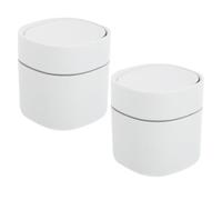 COHEALI Mini Desktop Trash Can Space-saving Design 2pcs with Push Lid, 2l Plastic Small Waste Bin for Bathroom Counters and Nightstands for Office or Vanity Use