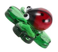 COHEALI Mini Four Leaf Clover Ladybug Glass Figurine for Table Display | Hand Blown Glass, Green Finish, Realistic Style, Year round Display, St Patrick's Day Table Decor