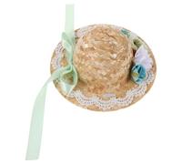 COHEALI Miniature Straw Sun Hat for Dolls Embellished with Bowknot and Flowers, Small Woven Hat for DIY Projects and Special Occasion Decor, Charming Craft Accessory with Unique Texture