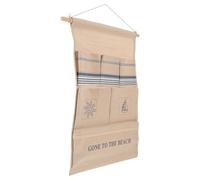 COHEALI Minimalist Fabric Hanging Storage Bag with Multiple Pockets, over The Door Wall Organizer for Sorting Documents and Stationery, Beige Cotton Cloth for Office and Bathroom Use