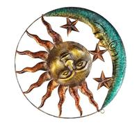 COHEALI Moon Sun Pendant Outdoor Wall Hanging Decor Iron Painted Artistic Sculpture for Porch and Coffee Shop