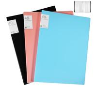 COHEALI Multi-Colored A3 Presentation Folder with 40 Plastic Sleeves, 3Pcs Portfolio Binder for School Documents and Office Supplies