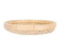 COHEALI Multi-purpose Handmade Bamboo Basket for Snacks and Rice Storage with Draining Function, Simple Idyllic Design Suitable for Home and Restaurant Use, Khaki Colour