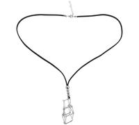 COHEALI Necklace or S Black and Metal Leather Adjustable Artificial Cord with Decorative Crystal Cage Pendant Holder, Size for Matching with T-shirts Costume