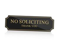 COHEALI No Soliciting Sign Acrylic Self-adhesive No Solicitors Door Sign for Front Door Window Background with Clear Large Lettering for Home Office Commercial Use