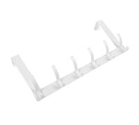 COHEALI Over The Door Heavy Duty Coat Hooks, White No-Drill 6-Hook Rack for Clothes and Hats, Strong Adhesion Over Cabinet Door Hanger Suitable for Entryway and Mudroom Storage