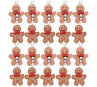COHEALI Pack of 20 Gingerbread Man Resin Charms Durable Jewellery Pendants for Necklaces Bracelets DIY Earrings Key Ring Smooth Surface Versatile Craft Accessories