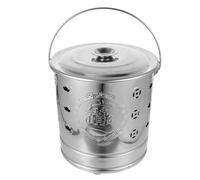 COHEALI Paper Money Incinerator Stainless Bucket High Temperature Resistance Handle Design Silver Lightweight Bucket for Worship and Spring Festival Use