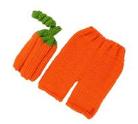 COHEALI Photography Outfit Handmade Crochet Knit Costume with Windproof Cap Soft Breathable Props for Halloween Party and Shower Gift Orange