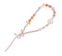 COHEALI Pink Transparent Tulip Acrylic Beaded Phone Charm Strap Lost Wrist Lanyard for Mobile Phones Cameras Keychains and Bags Handmade Decorative Cell Chain Women