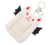 COHEALI Plush Photo Card Holder Keychain with Easy to Hang Design and Card Protector Feature, Kawaii White Badge Case for Daily Needs on The Go Use by Students and Teens