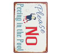 COHEALI Pool Sign Wall Board for Hanging on The Pool Edge 12x8 Inch Iron Material Sl ppearance Unique and Fun Design Easy Installation Outdoor Use Family and Guests