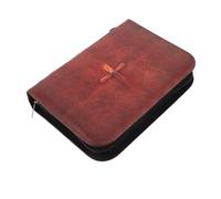 COHEALI Pu Bible Cover Case with Retro Cross Pattern, Book Protector Sleeve with Handle and Zipper, Portable Book Carrying Case for Church and Home Office Use