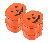 COHEALI Pumpkin Container Storage Box 4pcs Candy Halloween Orange Tinplate with Lid, Creative Pumpkin Shape and Treat Storage for Office Parties and Halloween Party Decoration