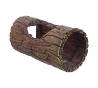 COHEALI Resin Bark Reptile Hideout with Suction Cup Small Reptile Hiding Hole for Indoor Style Amphibian Habitat Turtle Log Accessories