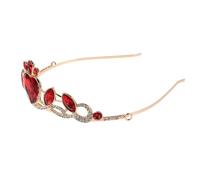 COHEALI Rhinestone Red Heart-shaped Crown Headband Metal Bridal Hair Accessory for Bride Wedding Party Women