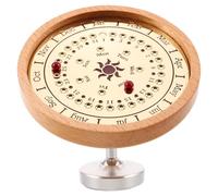 COHEALI Rotating Perpetual Desk Calendar with Wooden and Metal Sundial Design, Adjustable Yearly Date Tracking on Desktop Calendar Stand for Home Tabletop and Home Styles