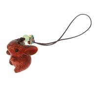 COHEALI Sandalwood Carved Hugging Rabbit Keychain Pendant, Indonesian Rosewood Phone Strap Charm, Hanging Ornament for Mobile Phone and Bag Decoration