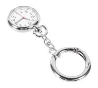 COHEALI Silver Nurses Pocket Watch with Key Ring Design, Glass and Stainless Steel Material, Glow the Dark Pointer, Suitable for Work Clothes and Holiday Gift