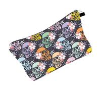 COHEALI Skull Pattern Makeup Bag for Women Portable and Compact Travel Cosmetic Storage Pouch with Water-Resistant Polyester Material for Outdoor Activity and Vacation