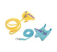 COHEALI Small Animal Harness and Leash Set Dinosaur Shaped 2pcs with Bell, Soft Short Plush and Non-woven Fabric, Adjustable Escape Proof Vest for Guinea Pig, Hamster, Ferret, for
