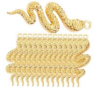 COHEALI Snake Pendant Charms 32pcs Vintage Zinc Alloy Snake Earring Charms Serpent Bracelet and Necklace Pendants for DIY Jewelry Making Craft Projects Golden Animal Jewelry Accessories