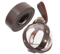 COHEALI Spherical Glass Potion Bottle with Leather Holder Brown Decorative