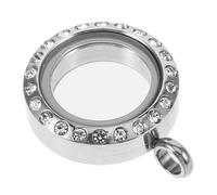 COHEALI Stainless Steel Round Locket Ring Necklace DIY Photo Frame Pendant for Women and Elegant Floating Charm Pendant Suitable for Parties and Daily Wear