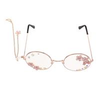 COHEALI Stylish Kawaii Eyeglasses with Metal Chain, Costume Accessory for Cosplay and Vacation, Sturdy round Frame Glasses with Bowknot Pendant, Unique Design for Womens Cosplay Glasses