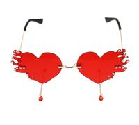 COHEALI Sunglasses Costume Accessory Fashionable Lightweight Red Heart Flame PC and Metal Frame Elegant for Driving and Photographing Unisex Party Eyewear