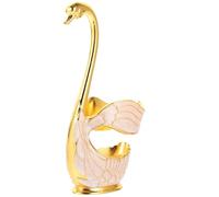COHEALI Swan Base Holder Coffee Spoon Holder Metal Multi-Functional Compact Design Golden Swan Shape Kitchen Utensils Afternoon Tea Storage