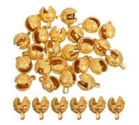 COHEALI Tiger with Style Alloy 30pcs Bells Head Tibetan Vintage Charms for Making, Small Golden Bracelet Traditional Craftsmanship for Christmas Necklace and DIY Jewelry Craft